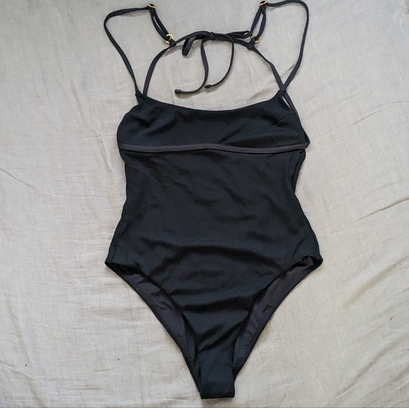L*Space Bree One Piece Ribbed Swimsuit Bodysuit Black - Picture 3 of 16